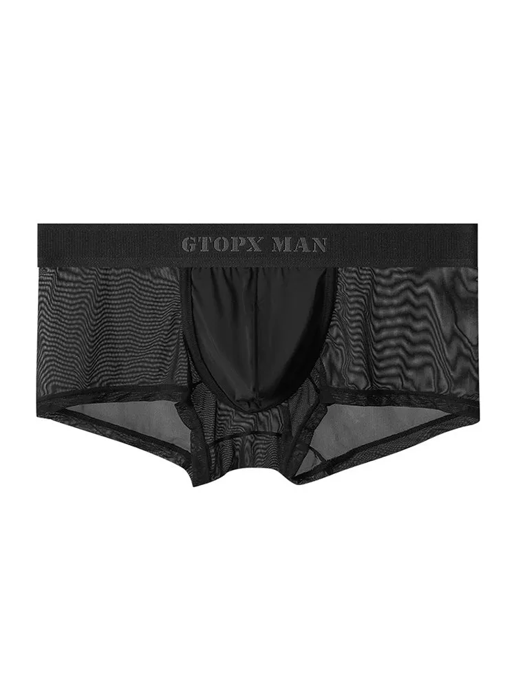 2-Pack Men's Breathable Mesh Ice Silk U-convex Low Waist Boxer Briefs