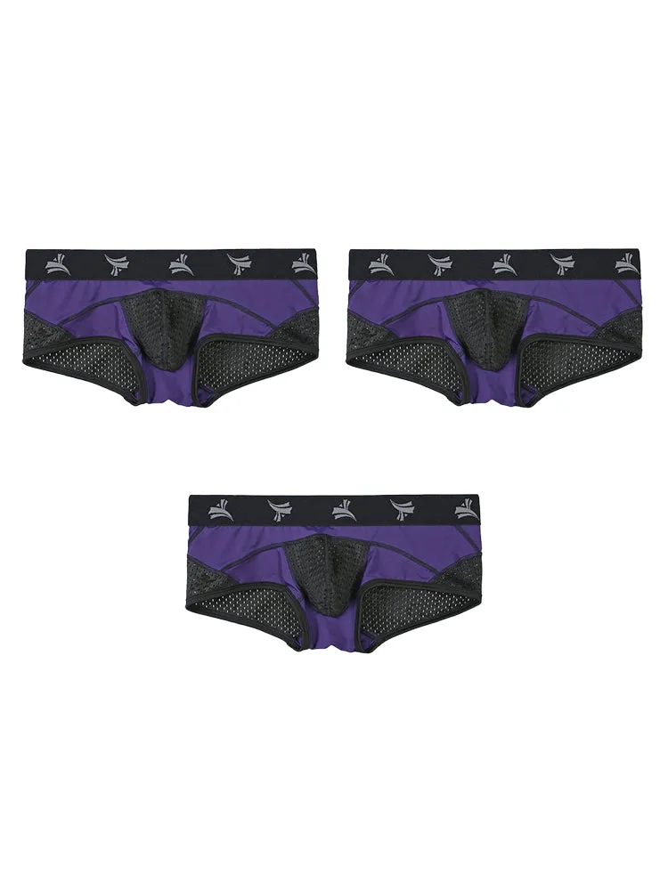 3 Pack Men's Nylon Mesh Breathable U-Pouch Trunks