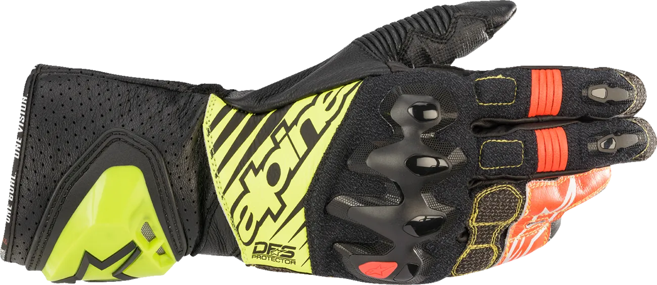 ALPINESTARS GP Tech V2 S Gloves - Black/Fluo Yellow/White/Fluo Red - XL 3556422-1503-XL