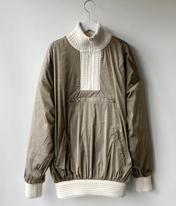 FUMIKA_UCHIDA/JACQUARD KNITTED OVERSIZED REVERSIBLE HALF ZIP JUMPER(BLACKWHITE PATTERN/PATTERNED BEIGE)