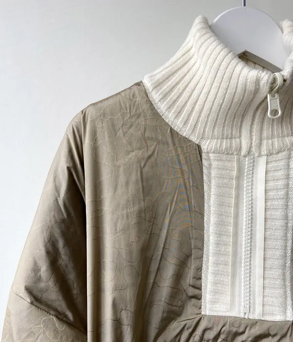 FUMIKA_UCHIDA/JACQUARD KNITTED OVERSIZED REVERSIBLE HALF ZIP JUMPER(BLACKWHITE PATTERN/PATTERNED BEIGE)
