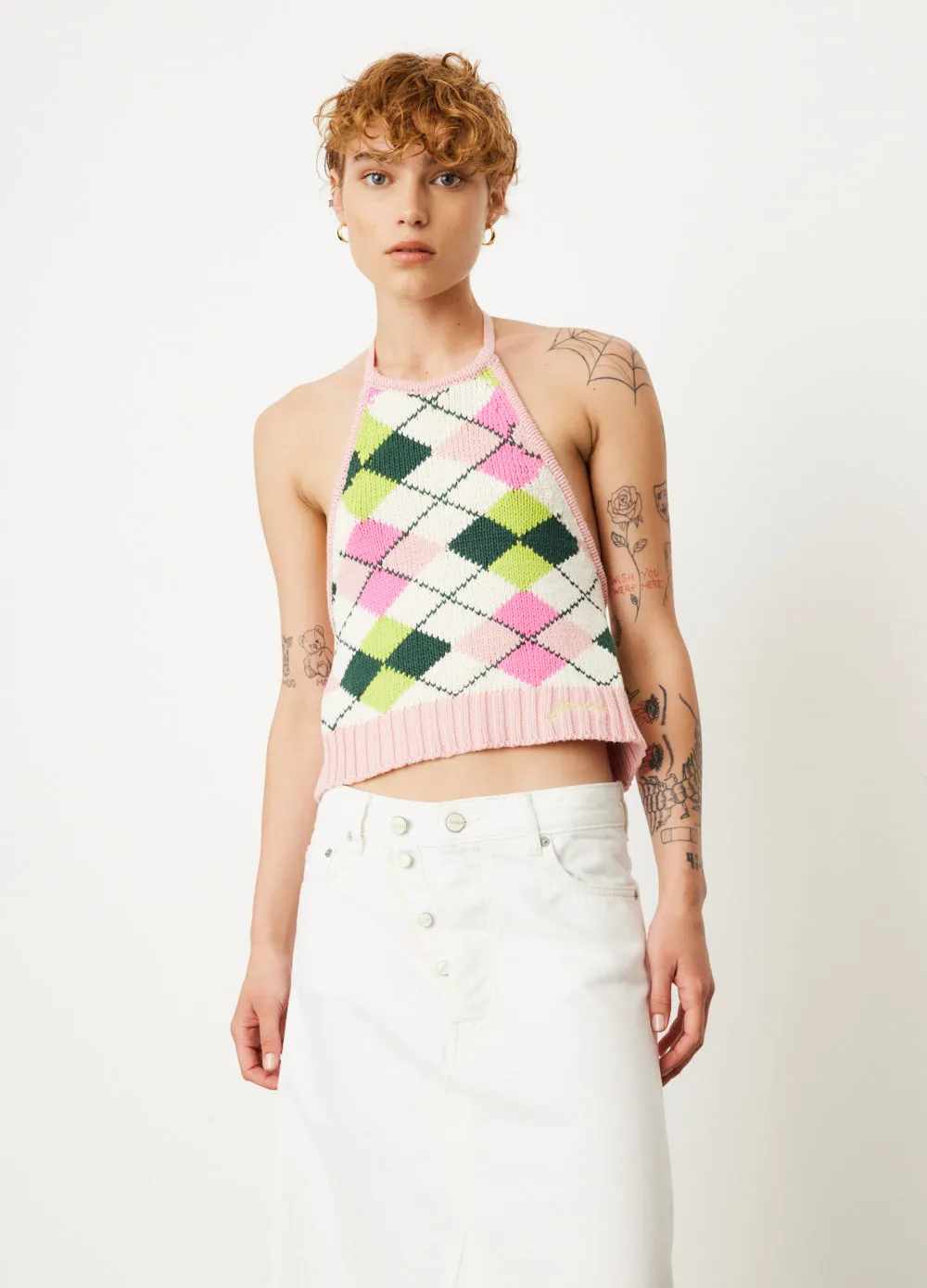 Graphic Halterneck Top