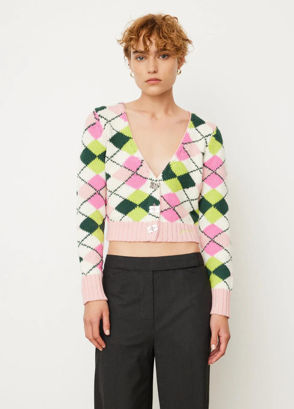 Graphic V-Neck Cardigan