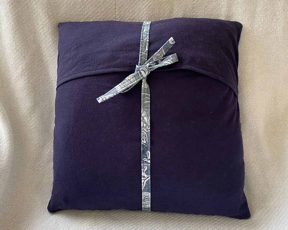 Hand-printed coastal pillow cover plus insert: blue/green 16"x16"