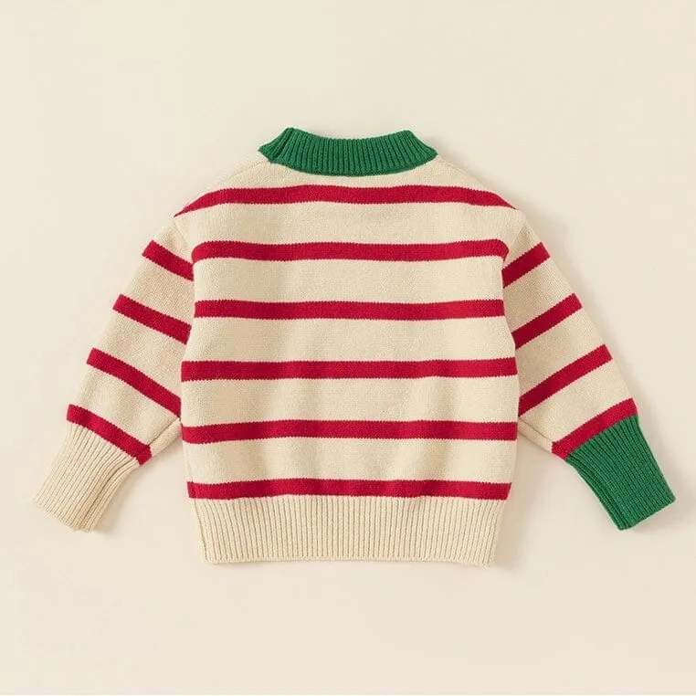 Heart Stripe Contrast Knitted Top