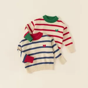 Heart Stripe Contrast Knitted Top