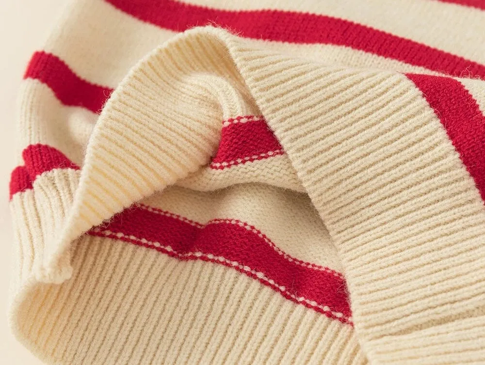 Heart Stripe Contrast Knitted Top