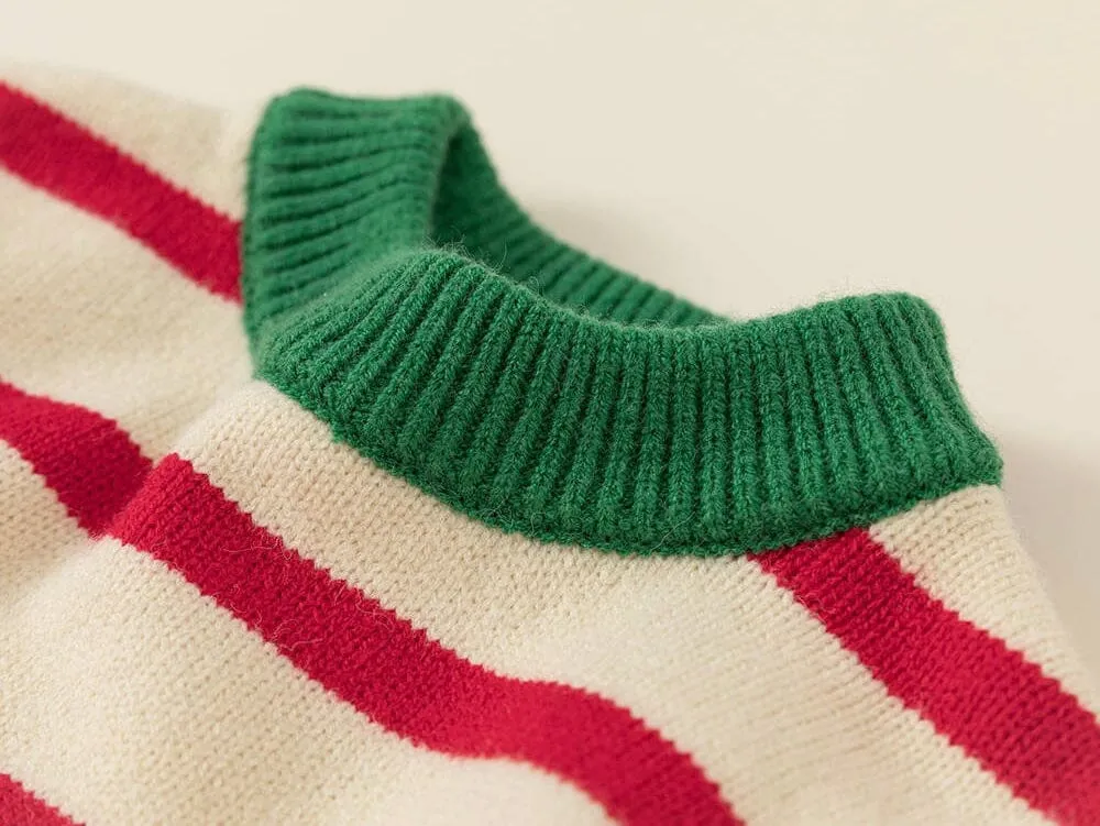Heart Stripe Contrast Knitted Top