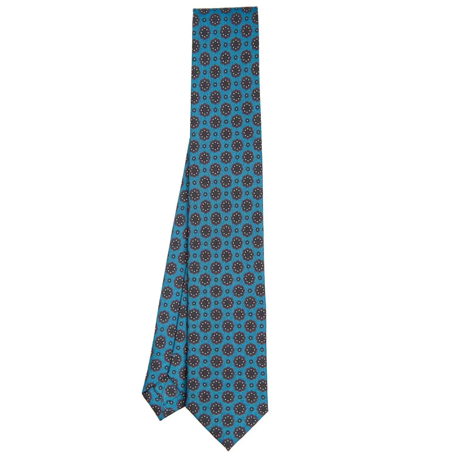 MID BLUE LADY TIE IN HAND PRINTED SILK