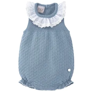 Paz Rodriguez Blue Cotton Knit Bodysuit