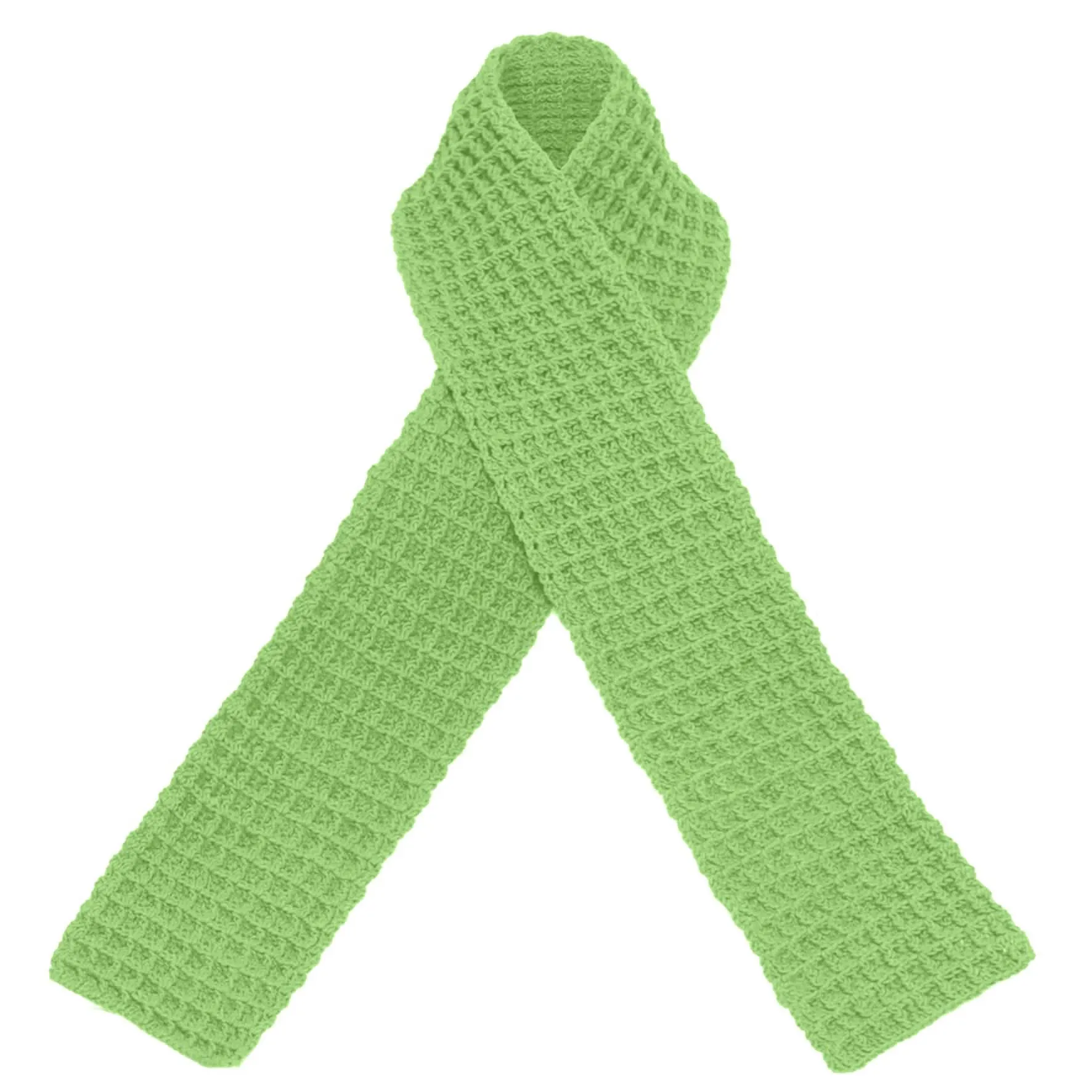 Sage Green Waffle-Patterned Crochet Scarf