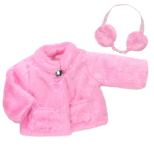 Sophia’s by Teamson Kids 2 Piece Baby Doll Pink Fur Coat and Earmuffs Outfit, 18 Inch Doll Clothes Set, Dolls Clothing & Accessories