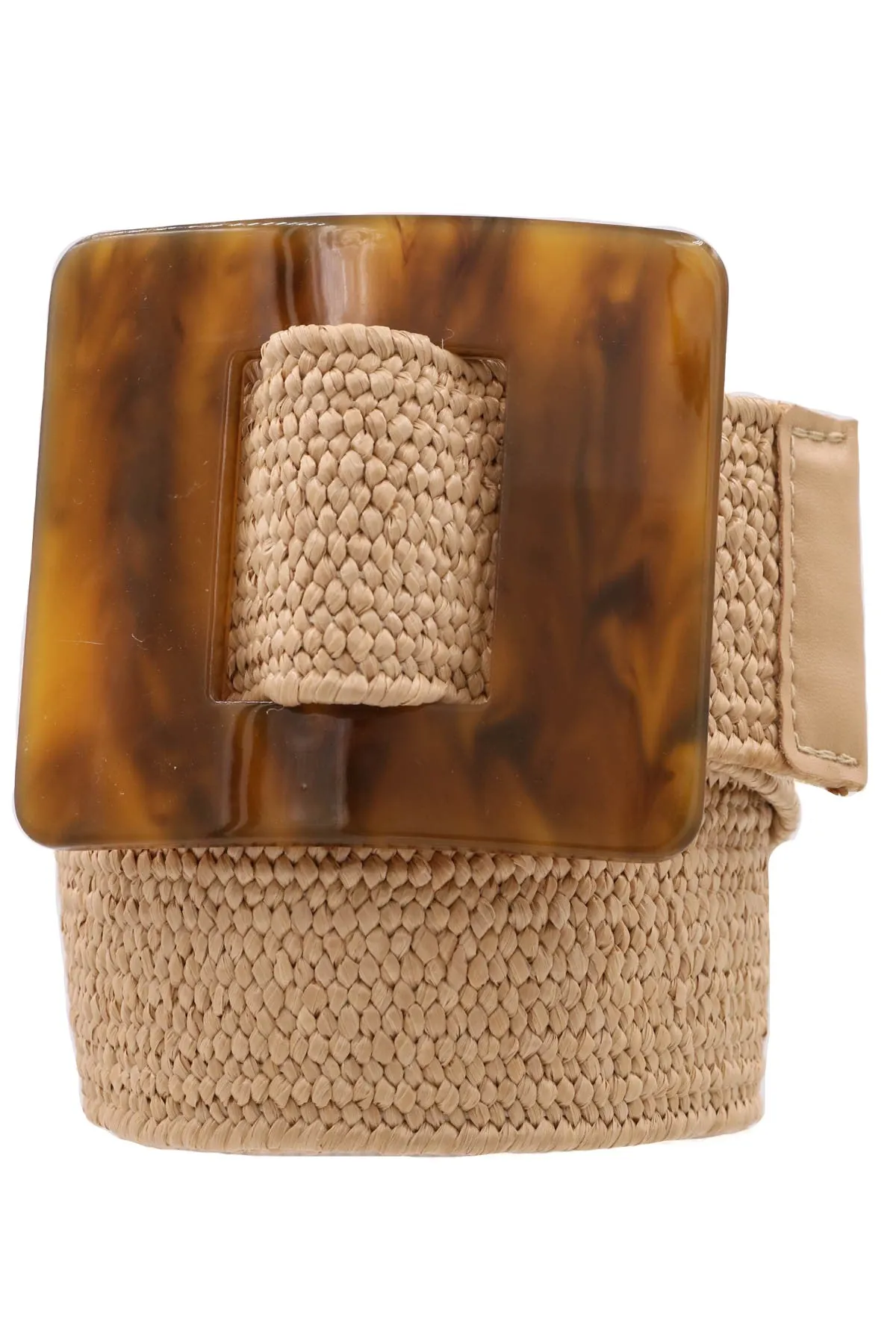 Straw Belt with Lucite Buckle