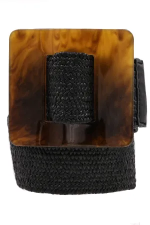 Straw Belt with Lucite Buckle